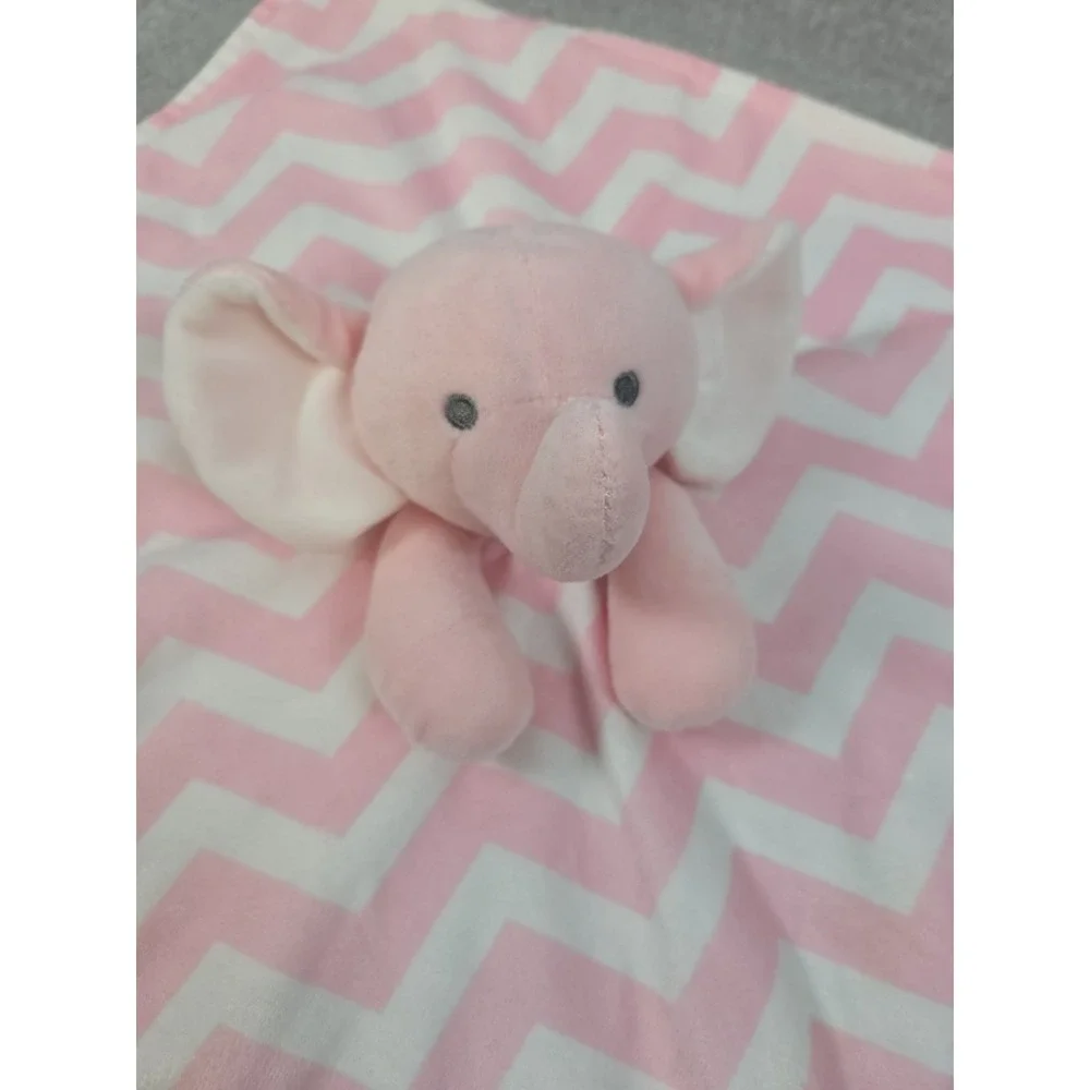 Carters Just One You Pink Stripe Lovey Elephant Plush Baby Security Blanket